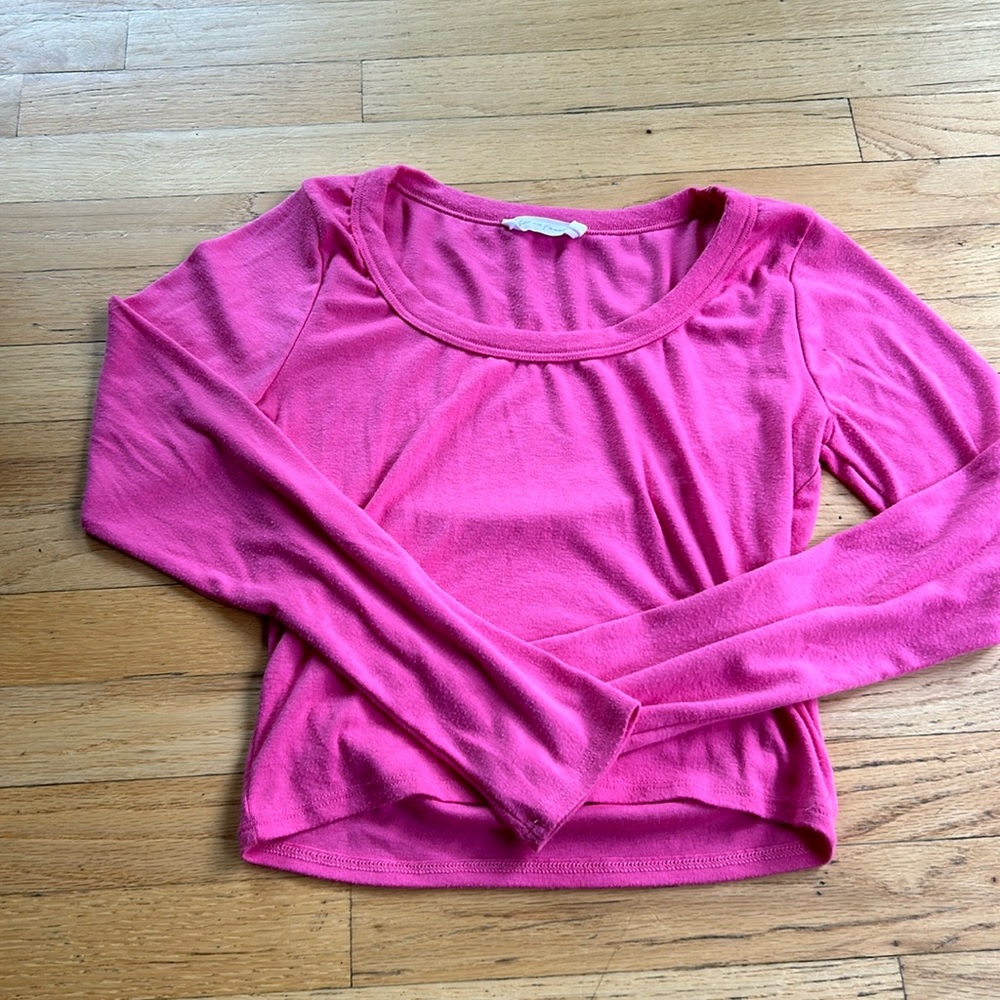 All in Favor Pink Scoop Neck long sleeve shirt
